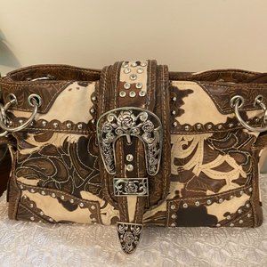 BHW Western Cow Hide Print with Rhinestones and Stencil Cut DesignBea